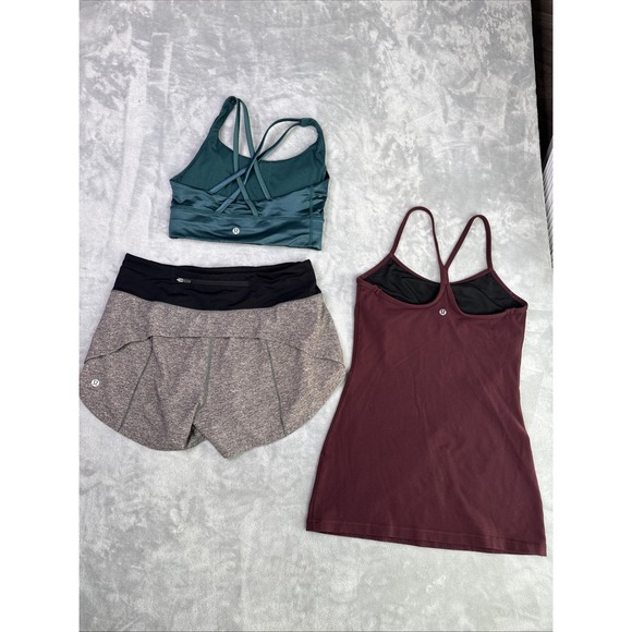 lululemon athletica Pants - Lululemon yoga workout bundle set Shorts Bra And Top Lot Of 3 Size 6